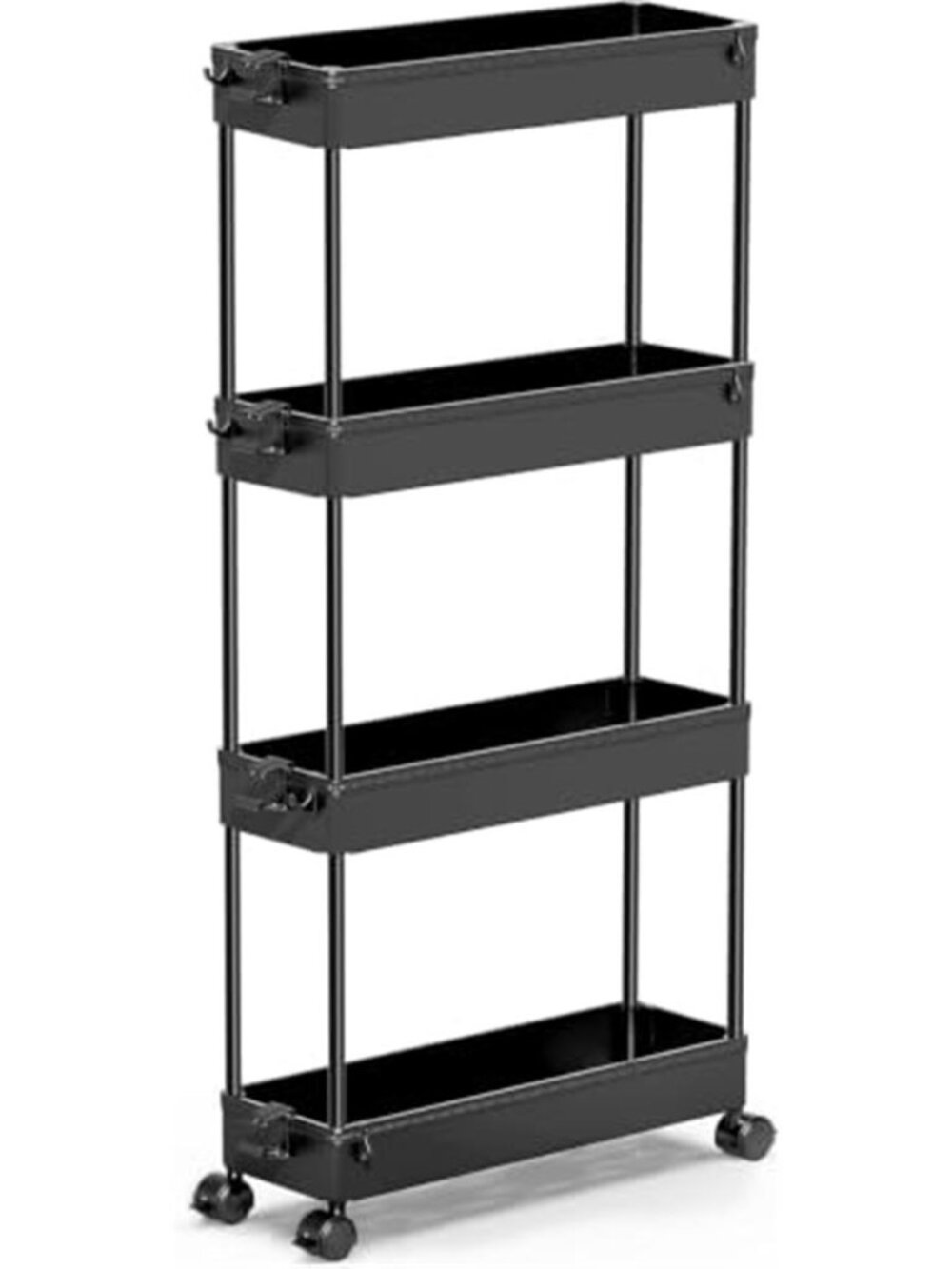 Slim Rolling Storage Cart, 4 Tier Bathroom Cart Organizer,Black